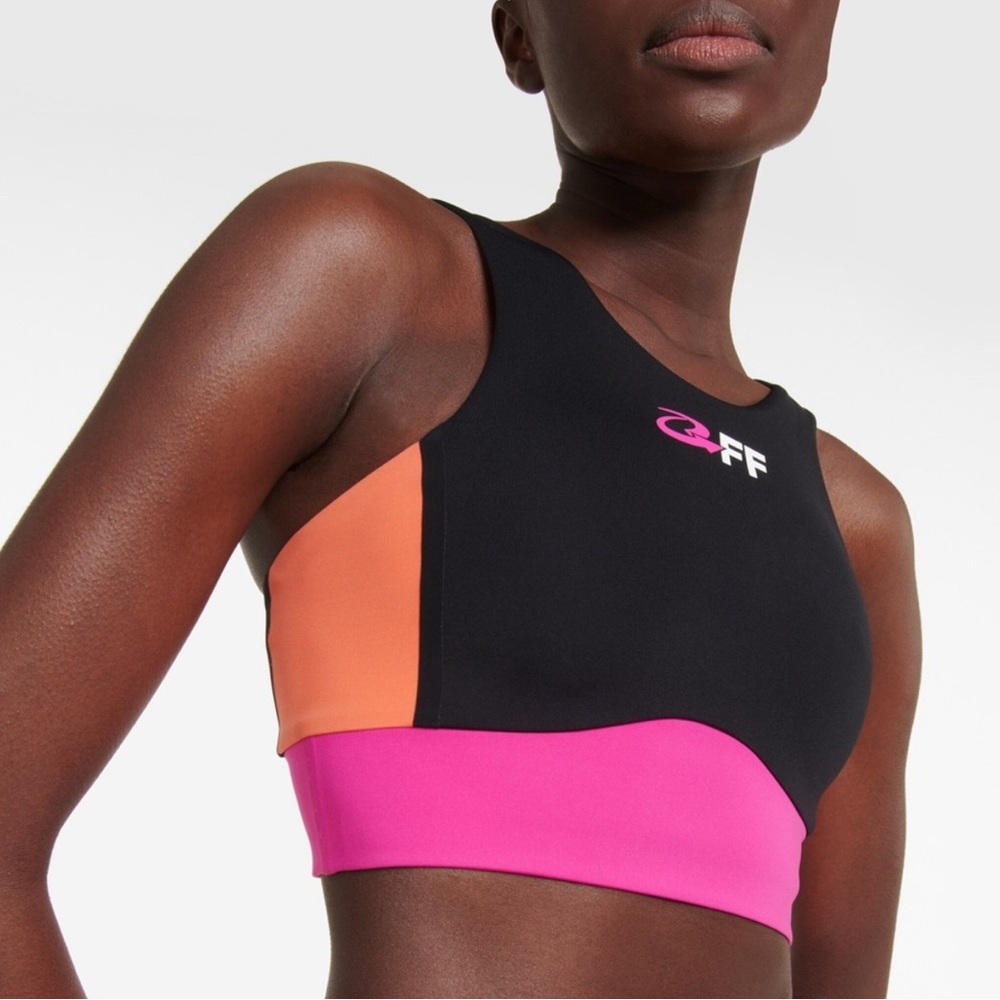 NWT💕OFF-WHITE Black Fuchsia and Orange Sports Bra Size XS
